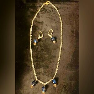 Handmade Art Glass Bead Earrings & Necklace Set